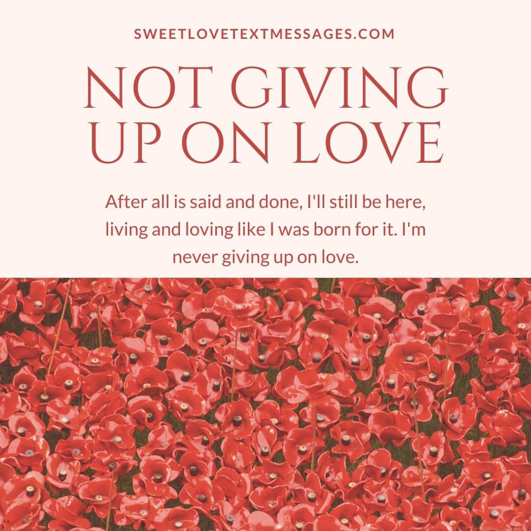 Giving Up On Love Quotes and Sayings Not Giving Up On Love Love